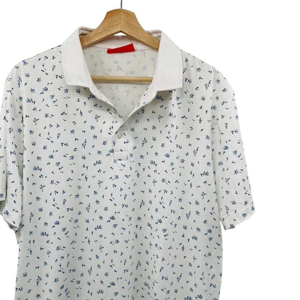 Redvanly blue & white printed polo golf shirt